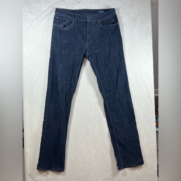 Men’s Polo Ralph Lauren 32W 34L Blue Corduroy Pants Classic Trad Ivy Bin B - Picture 1 of 11